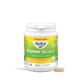 Alvityl Vitamine D3 2000 UI adulte - Complément alimentaire vitamine D - 180 gélules