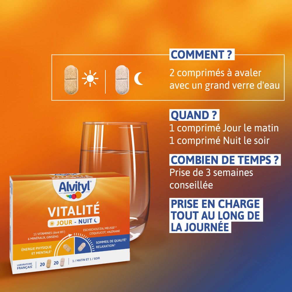 Posologie du produit Alvityl Vitalité Jour Nuit